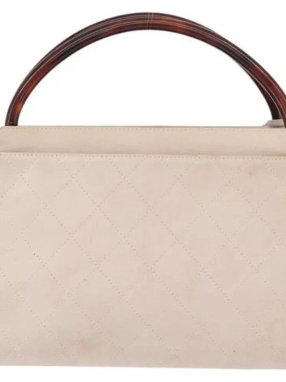 CHANEL Hand Bag Suede Pink Gold CC Auth BAZ810A